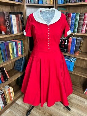 Vintage Style Red and White Swing Dress